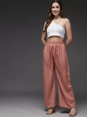 TANDUL  Regular Fit Women Orange Georgette Trousers