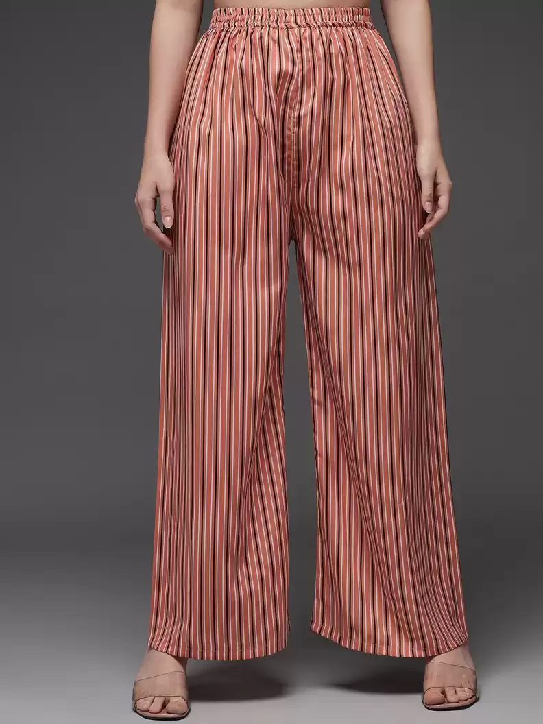 TANDUL  Regular Fit Women Orange Georgette Trousers