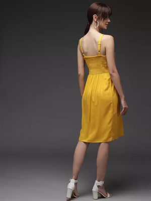 TANDUL  Women Fit and Flare Yellow Dress
