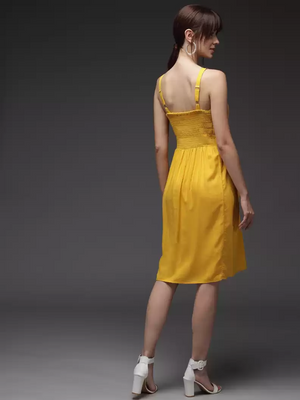 TANDUL  Women Fit and Flare Yellow Dress