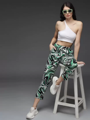 TANDUL  Regular Fit Women Multicolor Lycra Blend Trousers