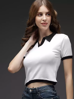 TANDUL  Casual Regular Sleeves Solid Women White Top