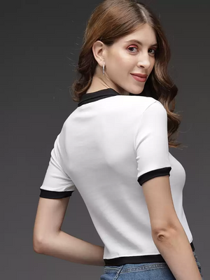 TANDUL  Casual Regular Sleeves Solid Women White Top