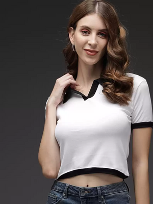TANDUL  Casual Regular Sleeves Solid Women White Top