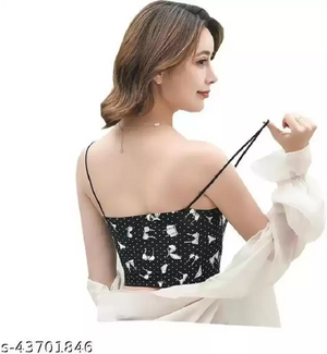 TANDUL  Casual Sleeveless Printed Women White, Black Top