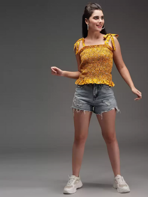 TANDUL  Casual Sleeveless Printed Women Multicolor Top