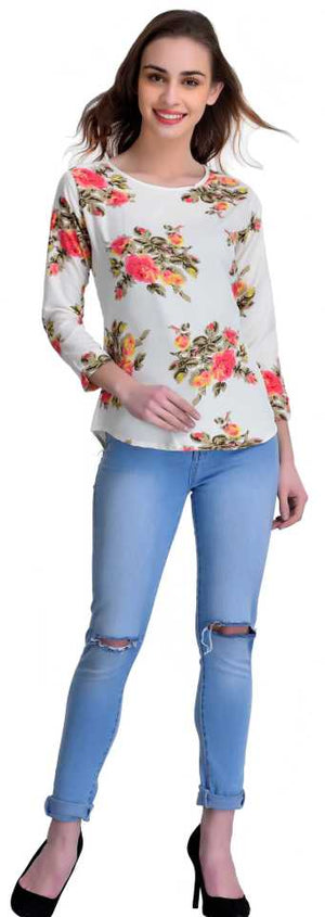 Casual Regular Sleeves Printed Women Multicolor Top