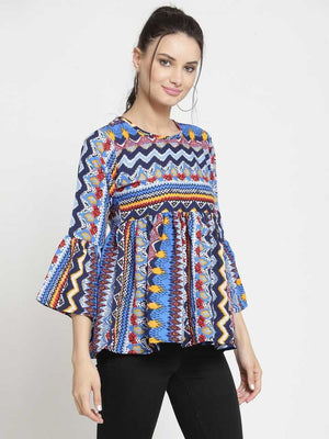 TANDUL  Casual Bell Sleeves Printed Women Multicolor Top