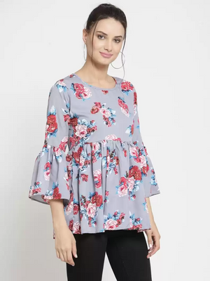 TANDUL  Casual Bell Sleeves Printed Women Multicolor Top