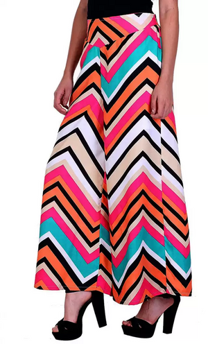 TANDUL  Flared Women Multicolor Poly Crepe Trousers