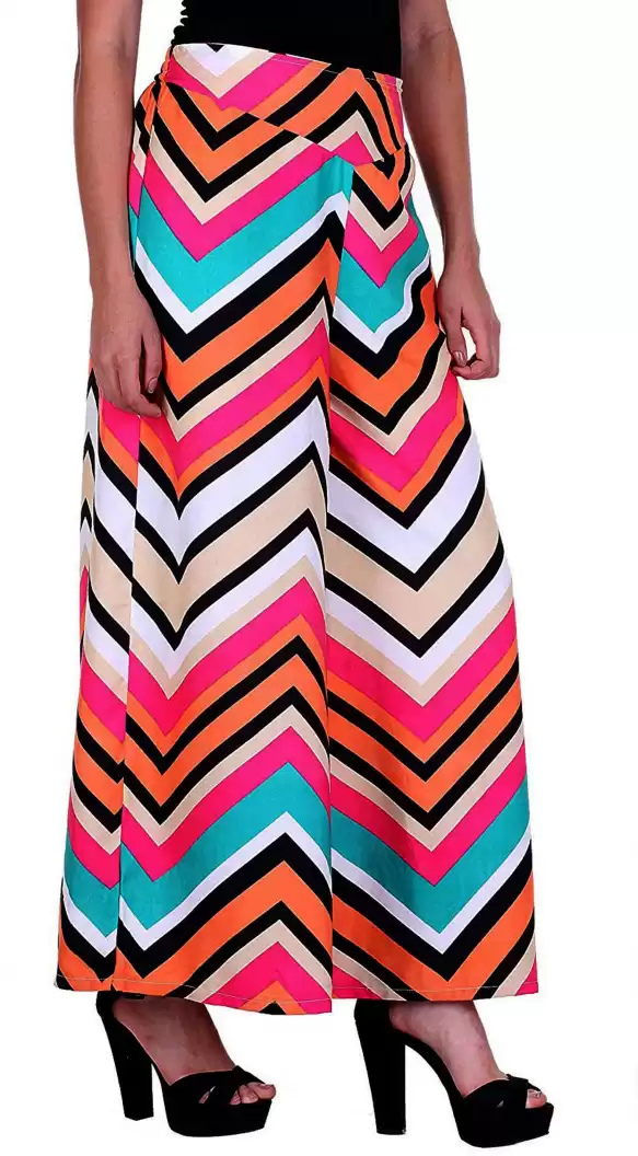 TANDUL  Flared Women Multicolor Poly Crepe Trousers