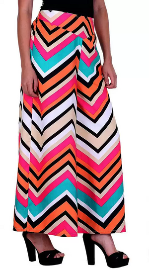 TANDUL  Flared Women Multicolor Poly Crepe Trousers