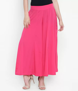 TANDUL  Flared Women Pink Poly Crepe Trousers