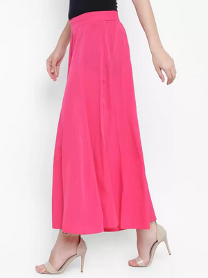 TANDUL  Flared Women Pink Poly Crepe Trousers