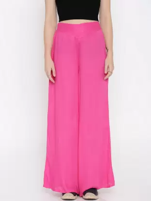 Flared Women Pink Trousers