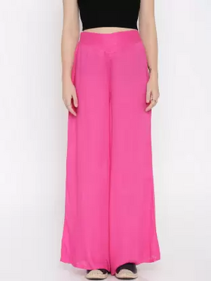 Flared Women Pink Trousers