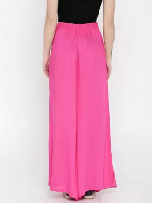 Flared Women Pink Trousers