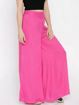 Flared Women Pink Trousers