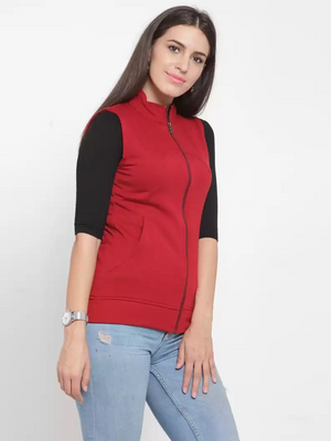 TANDUL  Sleeveless Solid Women Sweatshirt