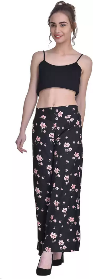 TANDUL  Flared Women Multicolor Poly Crepe Trousers
