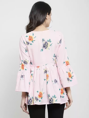 TANDUL  Casual Bell Sleeves Floral Print Women Multicolor Top