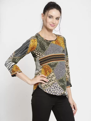 TANDUL  Casual Regular Sleeves Printed Women Multicolor Top