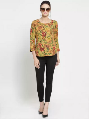 ZARVEY  Casual Regular Sleeves Printed Women Multicolor Top