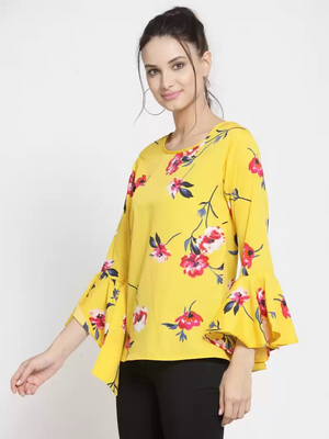 TANDUL Casual Bell Sleeves Printed Women Multicolor Top