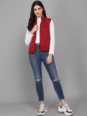 TANDUL  Sleeveless Printed Women Casual Jacket