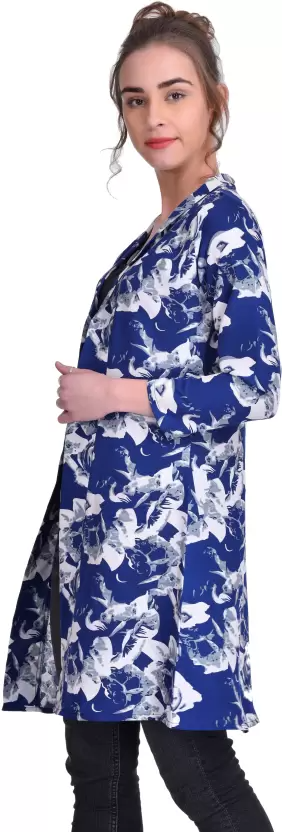 TANDUL  Women TANDUL-7022 3/4 Sleeve White, Blue Shrug