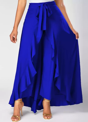 TANDUL  Flared Women Blue Poly Crepe Trousers