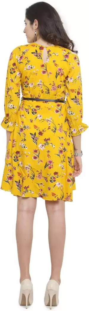 TANDUL  Women Fit and Flare Yellow Dress