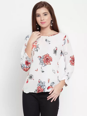 TANDUL  Casual Regular Sleeves Floral Print Women Multicolor Top