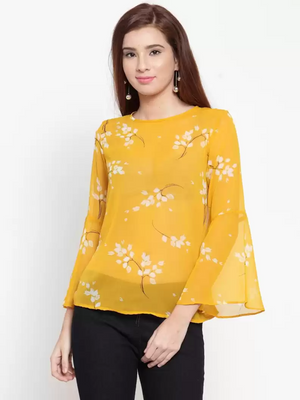 TANDUL  Casual Bell Sleeves Floral Print Women Multicolor Top