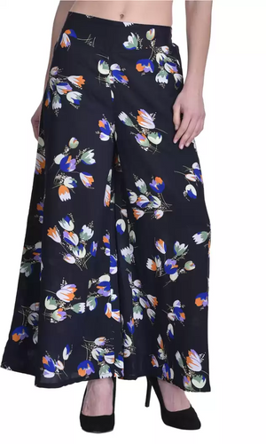 TANDUL  Flared Women Multicolor Poly Crepe Trousers