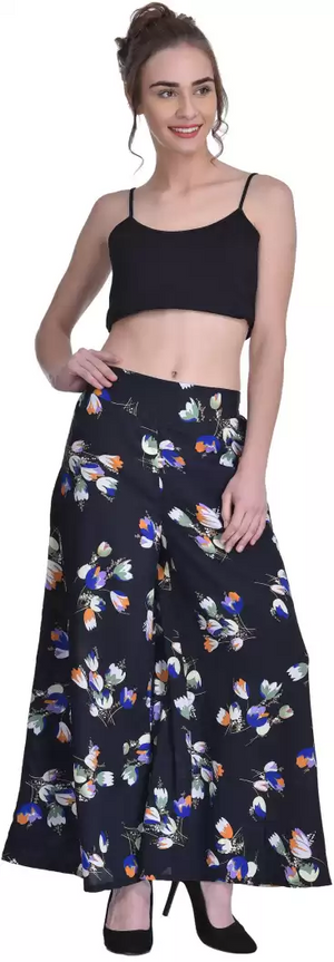 TANDUL  Flared Women Multicolor Poly Crepe Trousers