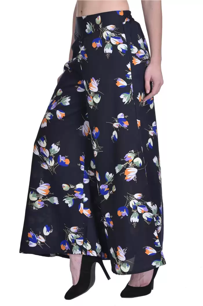 TANDUL  Flared Women Multicolor Poly Crepe Trousers