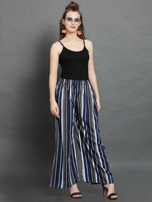Regular Fit Women Multicolor Crepe Trousers