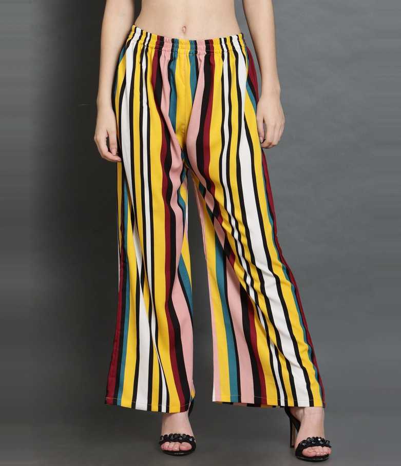 Regular Fit Women Multicolor Crepe Trousers