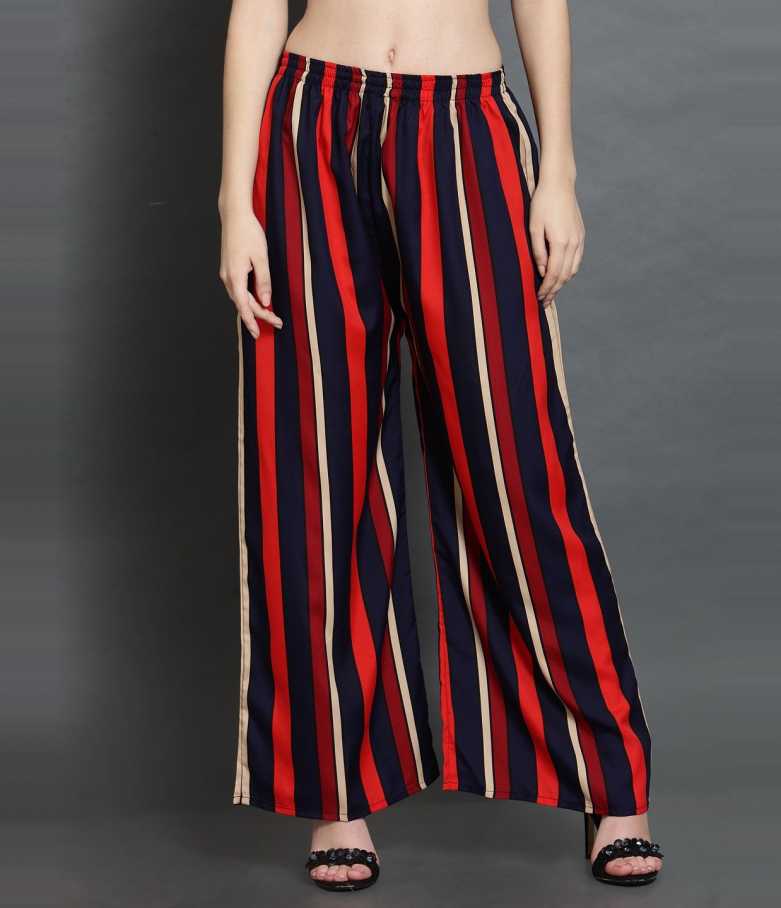 Regular Fit Women Multicolor Crepe Trousers