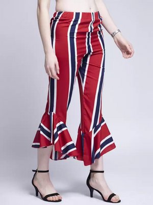 TANDUL  Regular Fit Women Multicolor Crepe Trousers