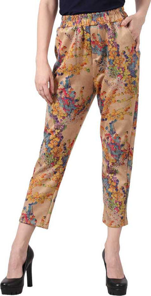 Regular Fit Women Multicolor Viscose Blend Trousers