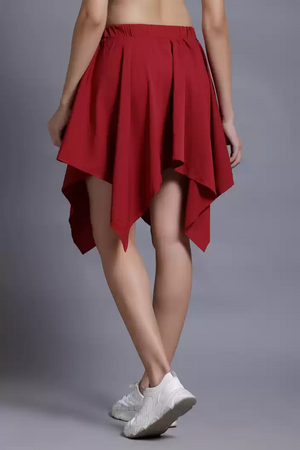 TANDUL  Women Solid Flared Maroon Skirt