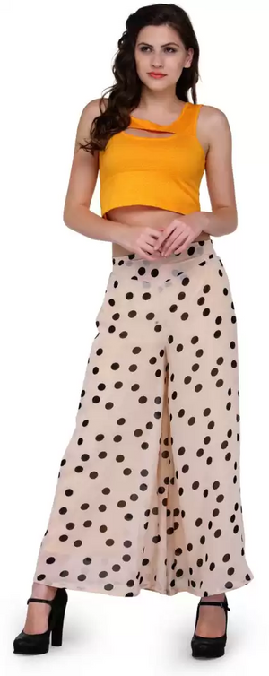 TANDUL  Regular Fit Women Beige Poly Georgette Trousers