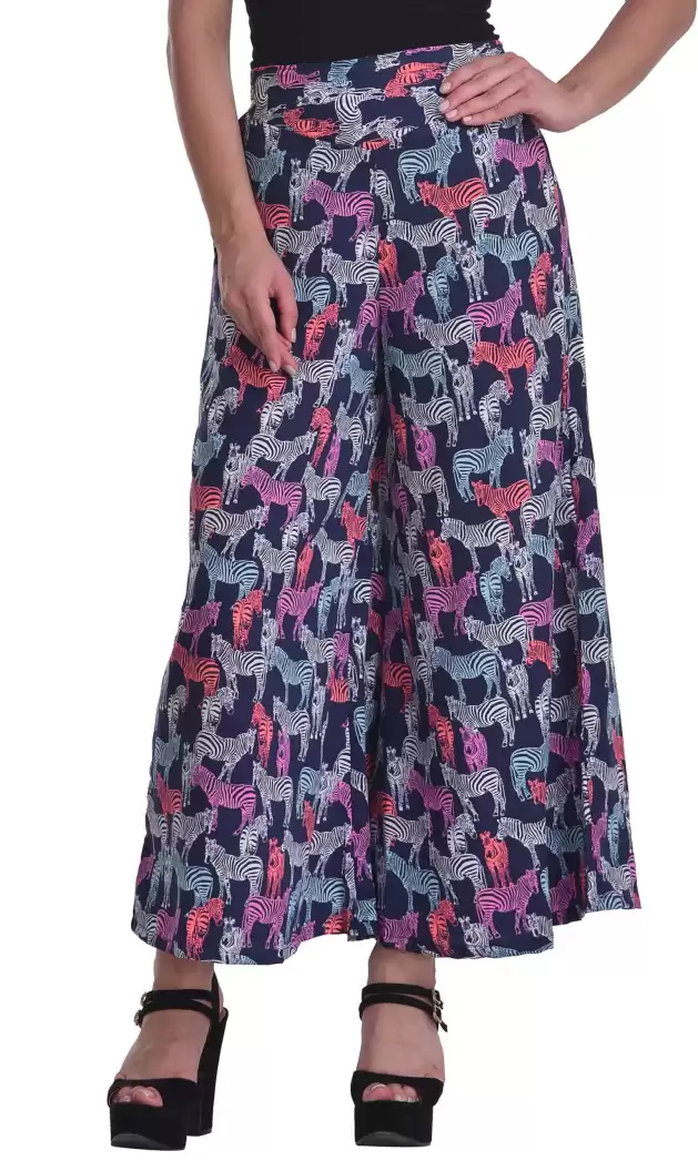 TANDUL  Flared Women Multicolor Poly Crepe Trousers