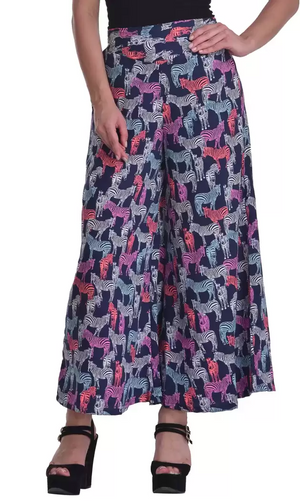 TANDUL  Flared Women Multicolor Poly Crepe Trousers
