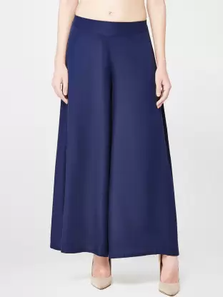 Flared Women Blue Trousers