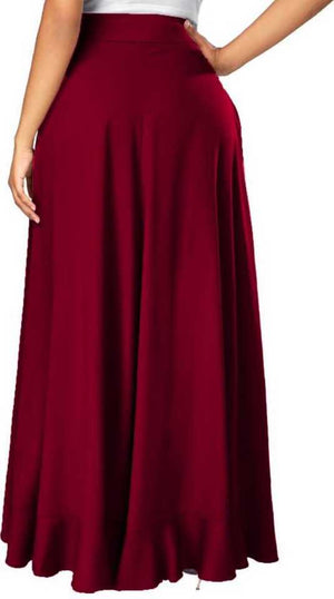 TANDUL  Women Solid Flared Maroon Skirt